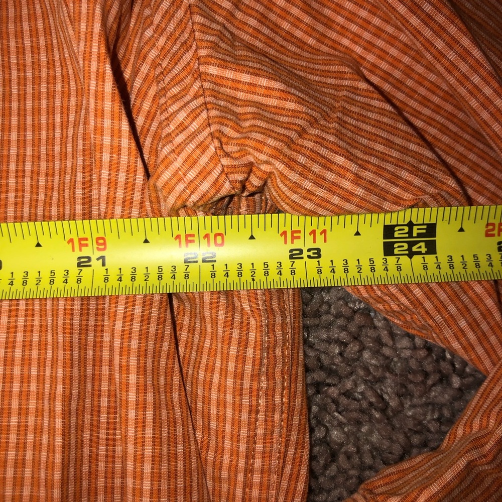 IZOD Button Down Up Mens Size XL Checkered Orange Dress Work Shirt - Picture 10 of 13
